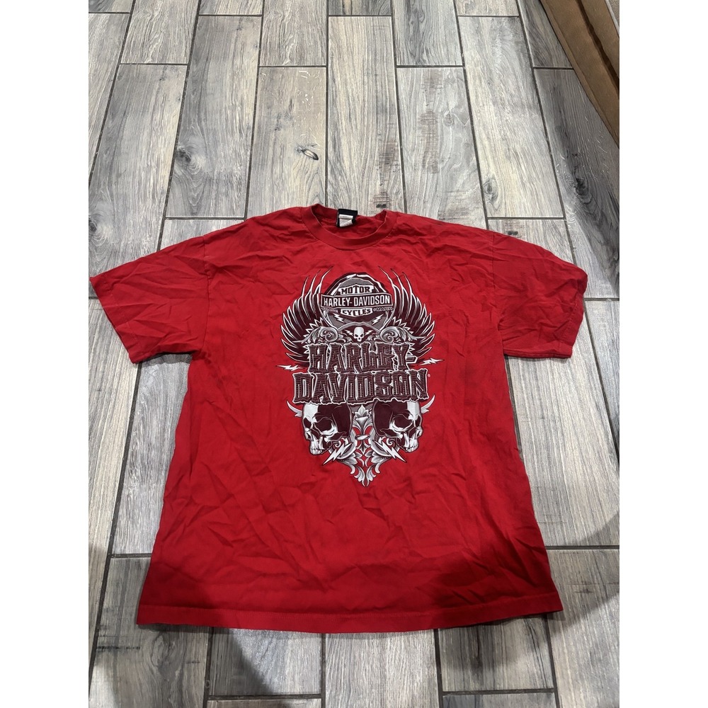 Harley-Davidson Men's Red Skull Wing Graphic T-Shirt Bravado X-Large Mexico